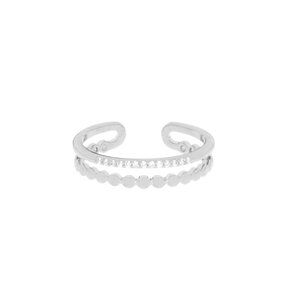 Marlyn Schiff Ring Arielle Silver Adjustable Double Band Neutral Casual Trendy